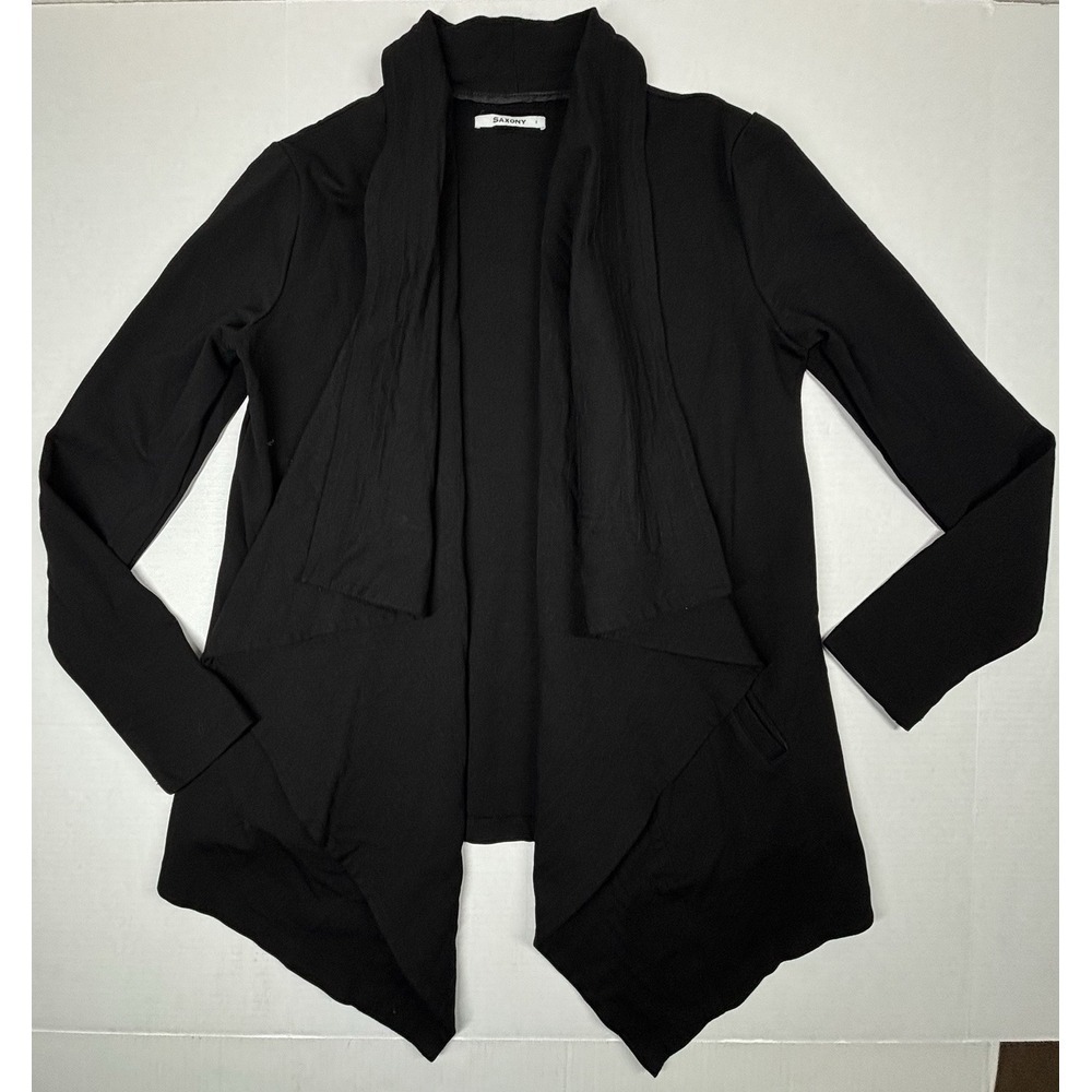 SAXONY Australia Open Front‎ Drape Black Cardigan Street Style Large EUC